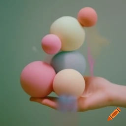 a hand with muted colored balls on top of it