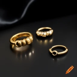 three gold rings on a black surface