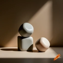 three neutral colored cubes stacked