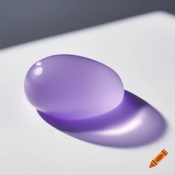 a clear, purple squishy blob atop a white surface
