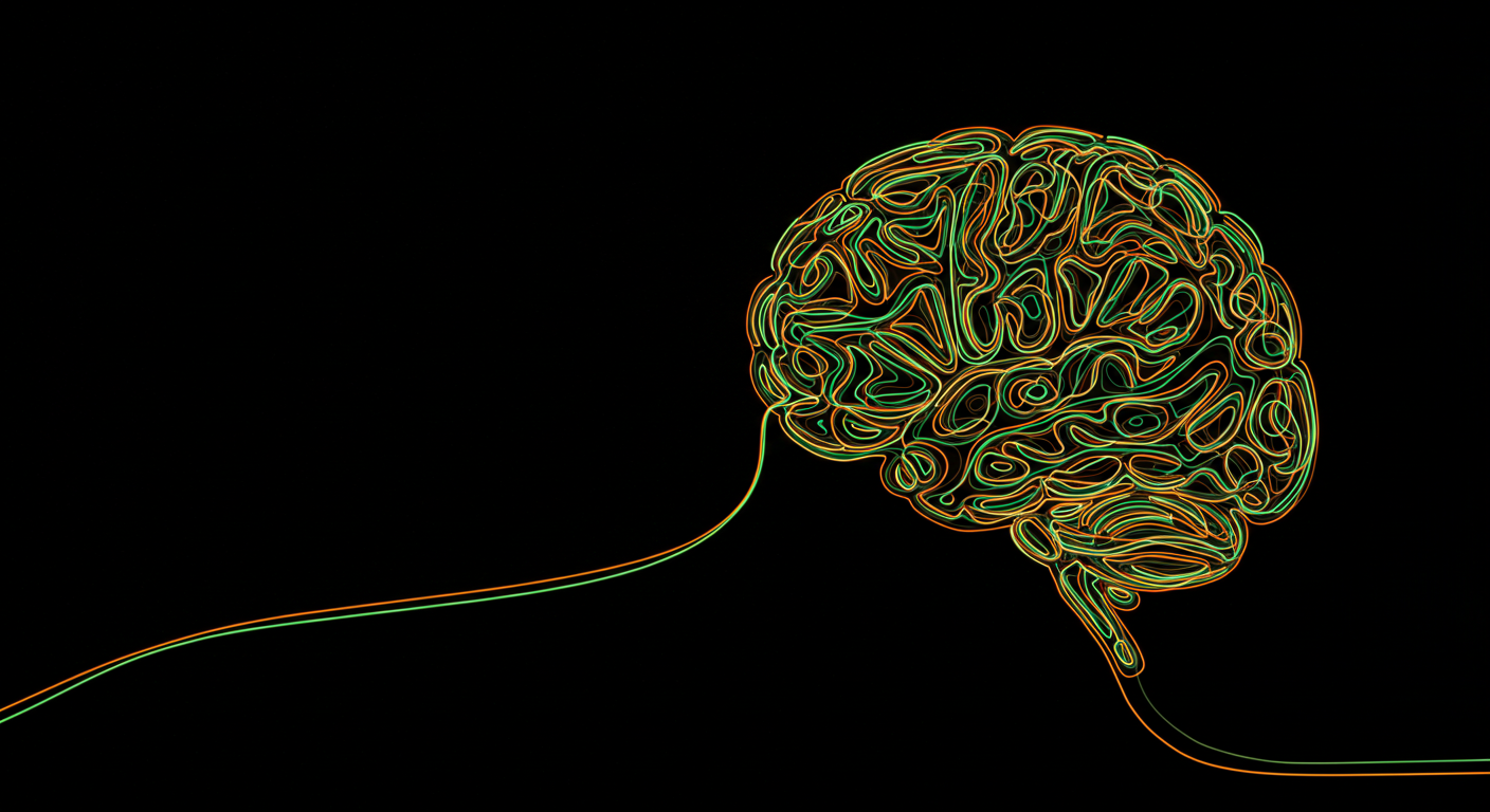 a line following up and forming the shape of a brain